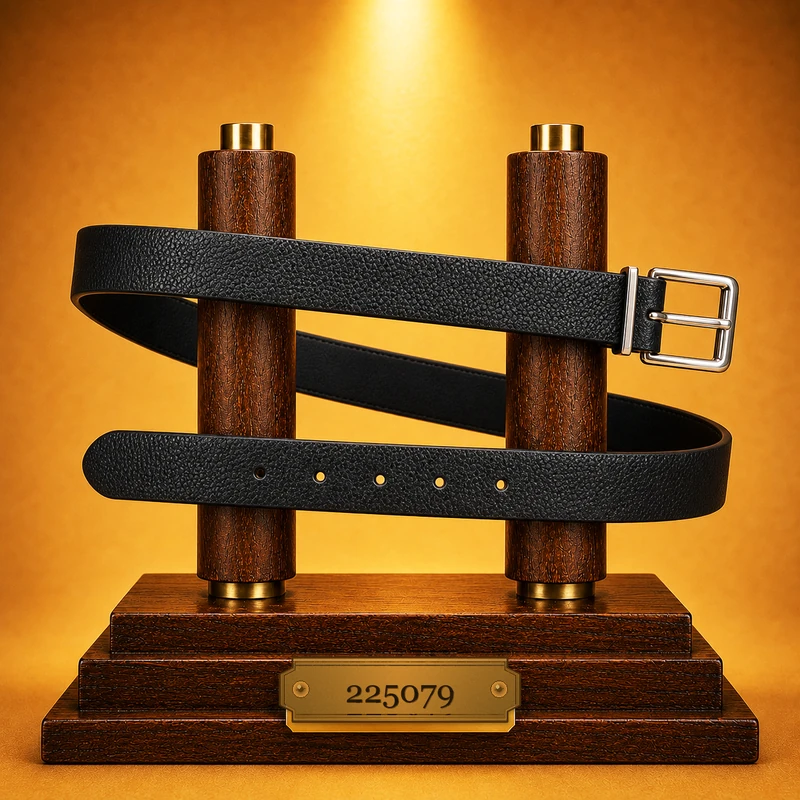 grain-textured leather belt 225079