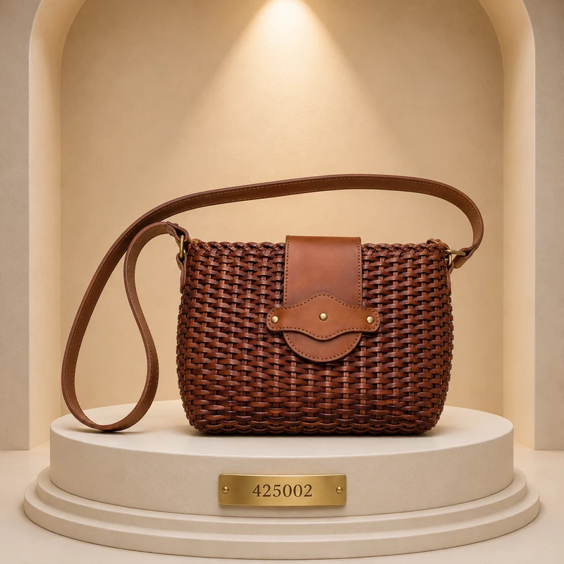 sac avec anse avec rabat et texture tressée 425002