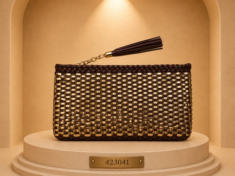 borsa clutch con texture e zip 423041