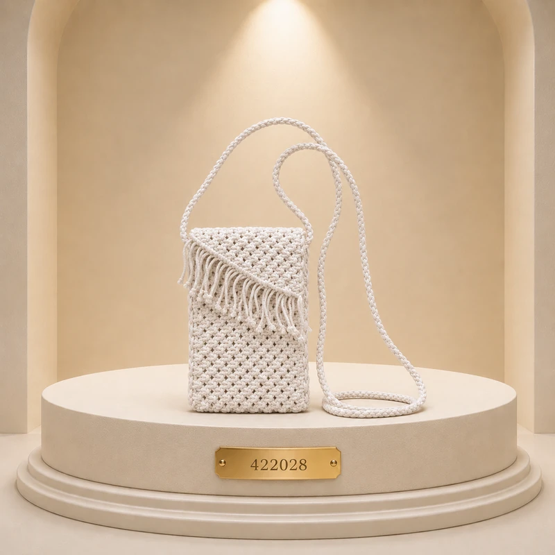 mini bolsa com textura de rede com alça 423028