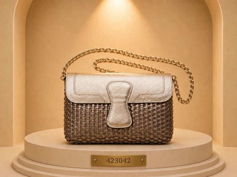 mini bolsa com aba e alça de corrente 423042