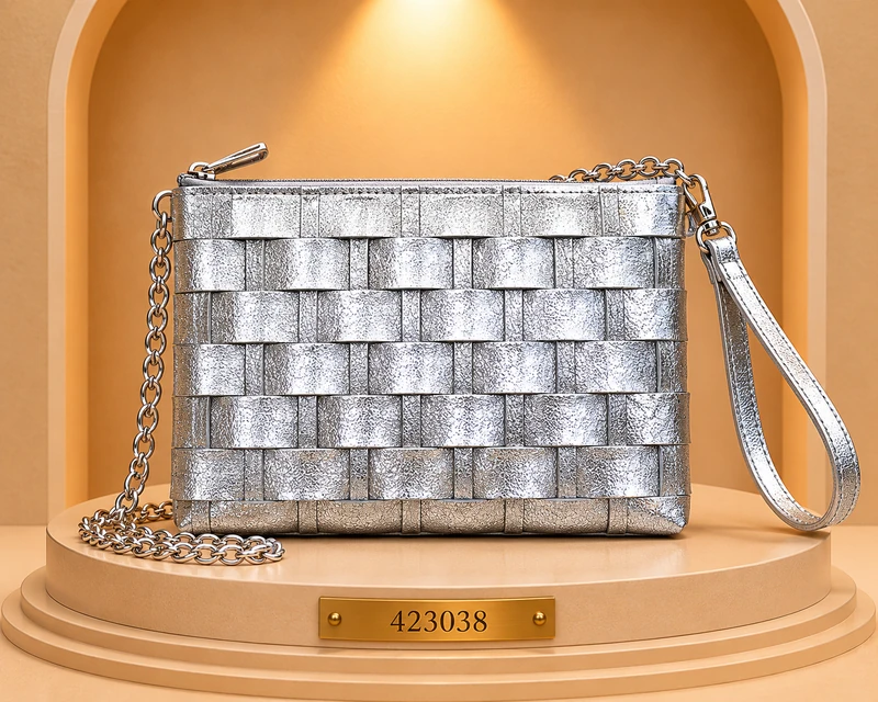 Parlak Örgü Clutch Çanta 423038