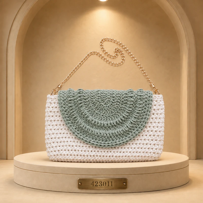 Tasche mit Riemen mit Häkelklappe 423011